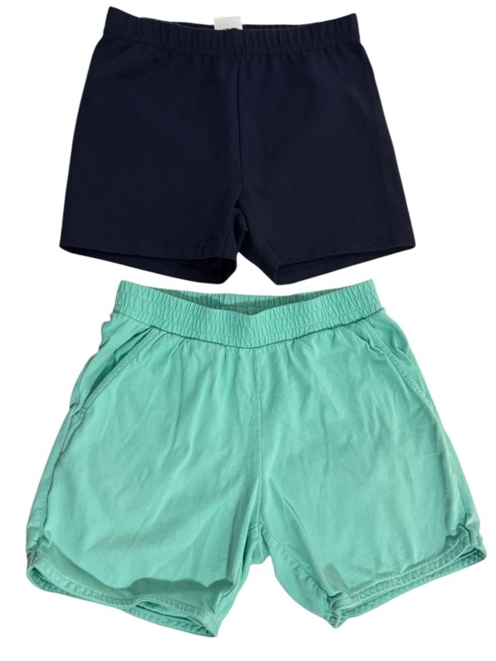 Hanna Andersson Girls Shorts Lot Size 8 Navy Bike Shorts Aqua Cotton Pull On